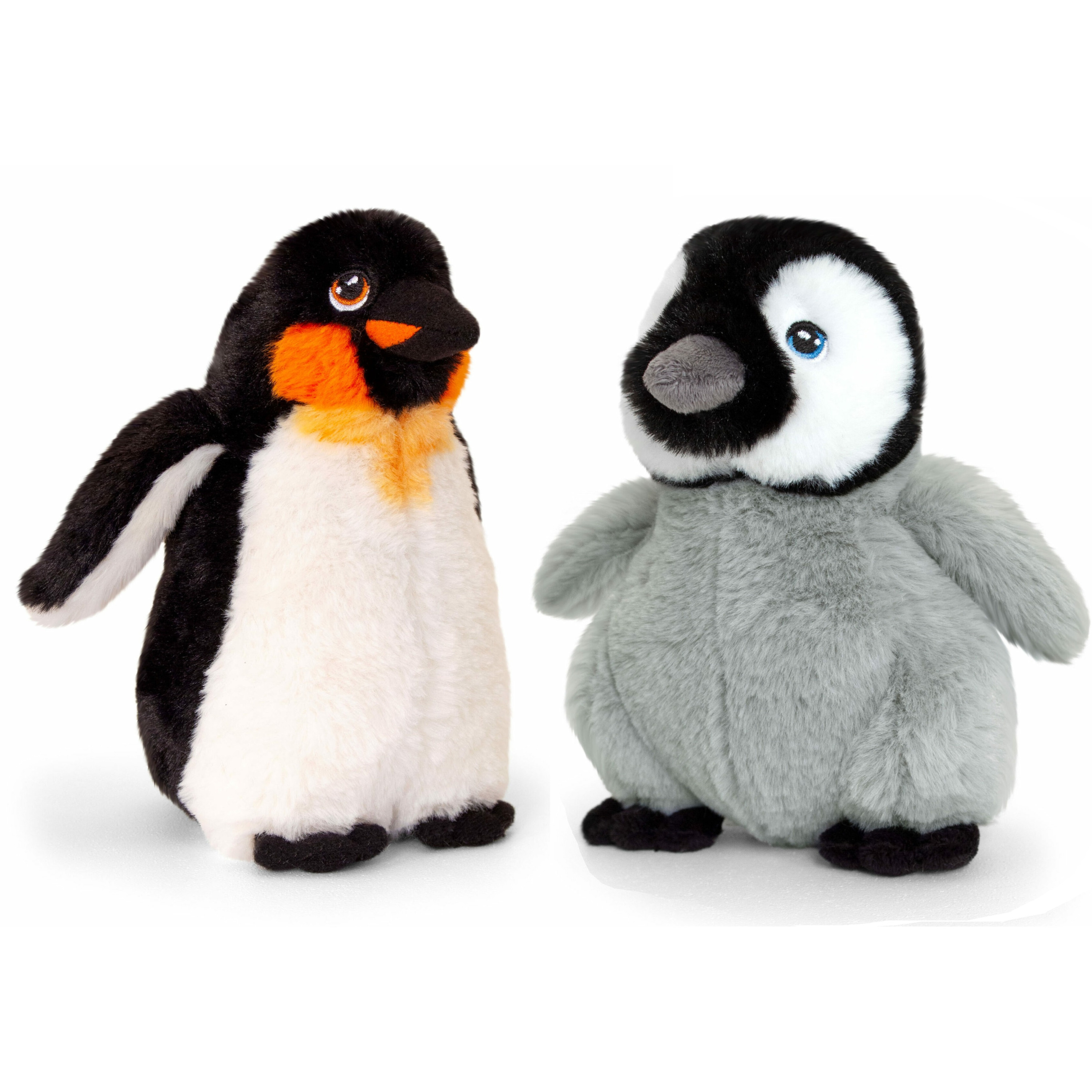Keel Toys pluche Keizer pinguin met jong knuffeldieren - wit/zwart - staand - 25 cm -