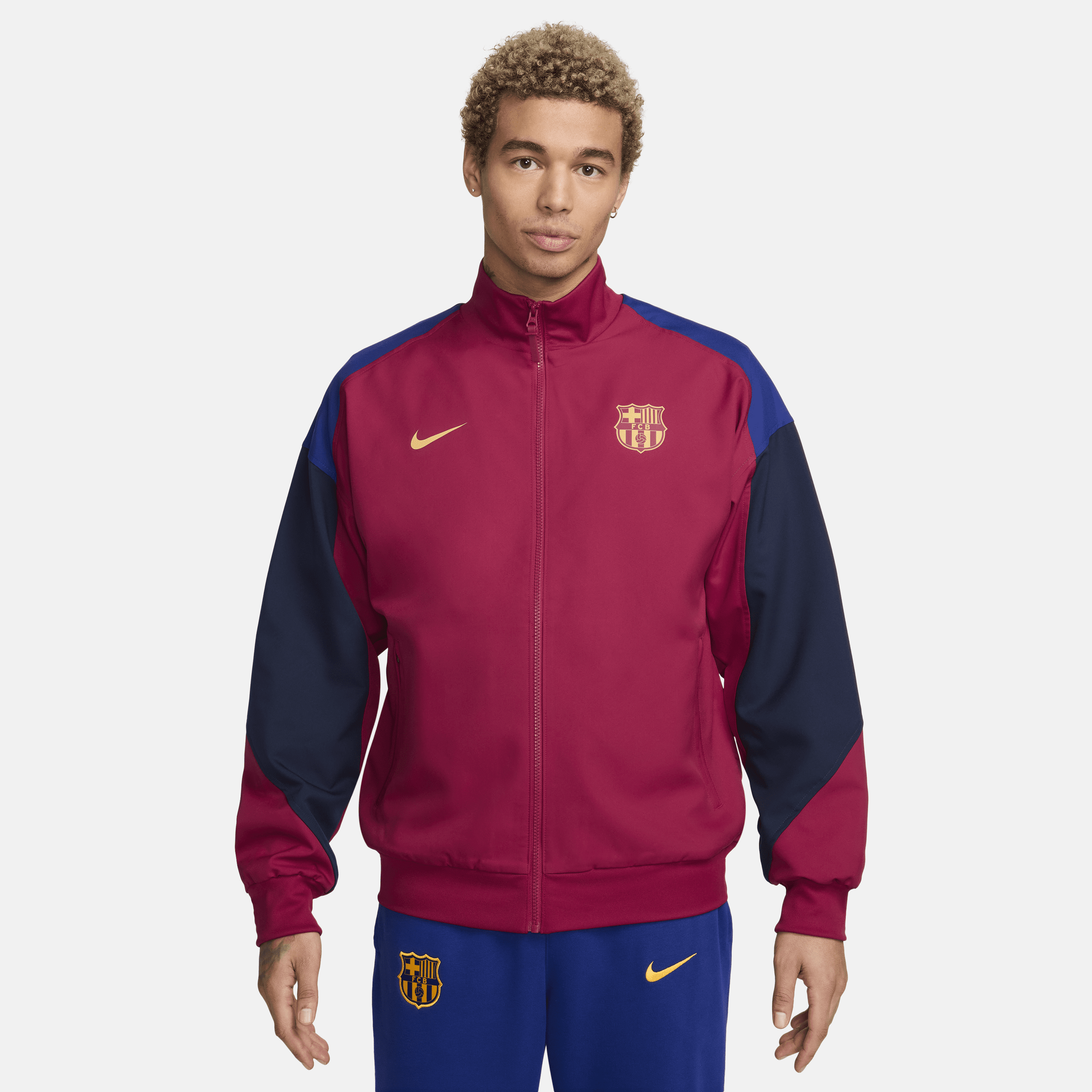 Nike FC Barcelona Strike  voetbaltrainingsjack met rits en Dri-FIT voor heren - Rood