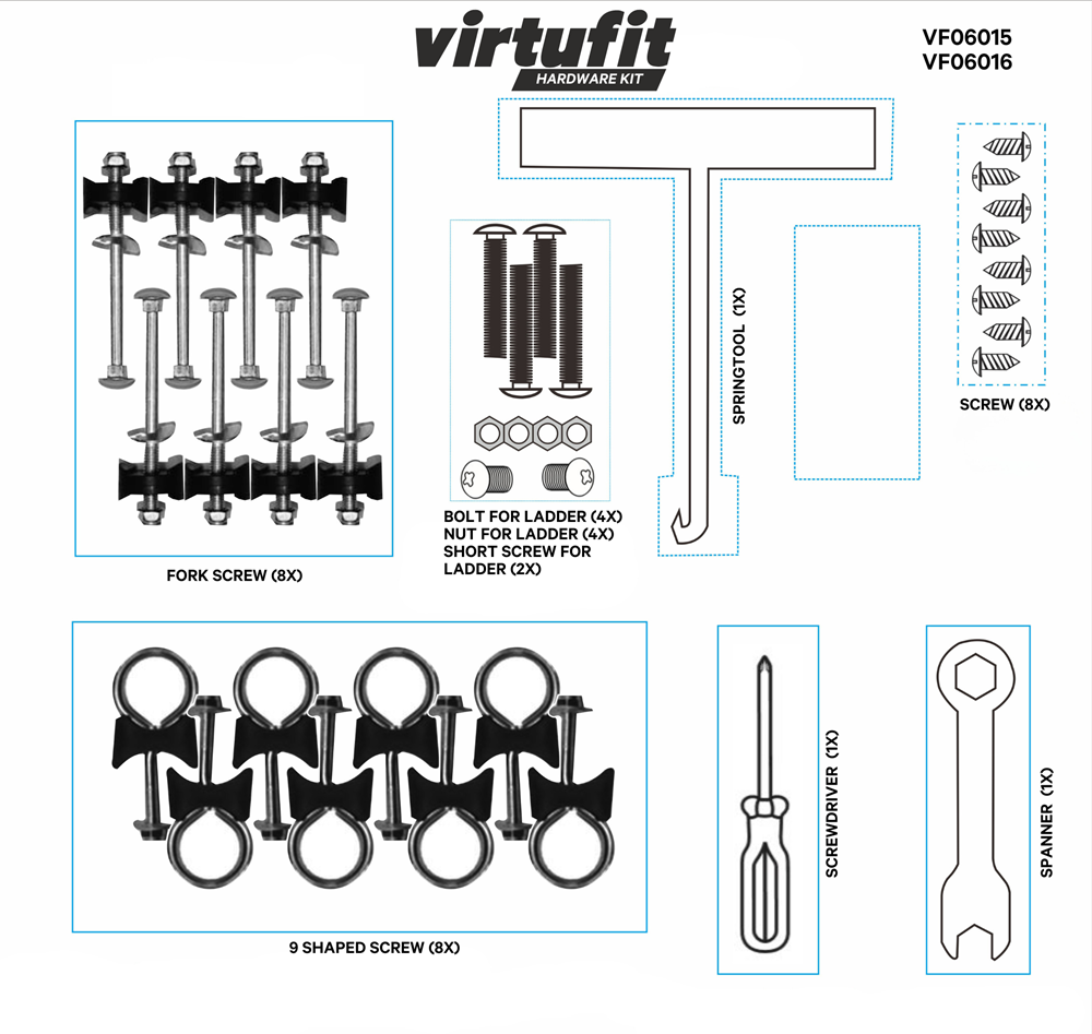 Virtufit onderdelen Hardware Kit VF06015-274, VF06015-305, VF06015-366, VF06016-274, VF06016-305, VF06016-366