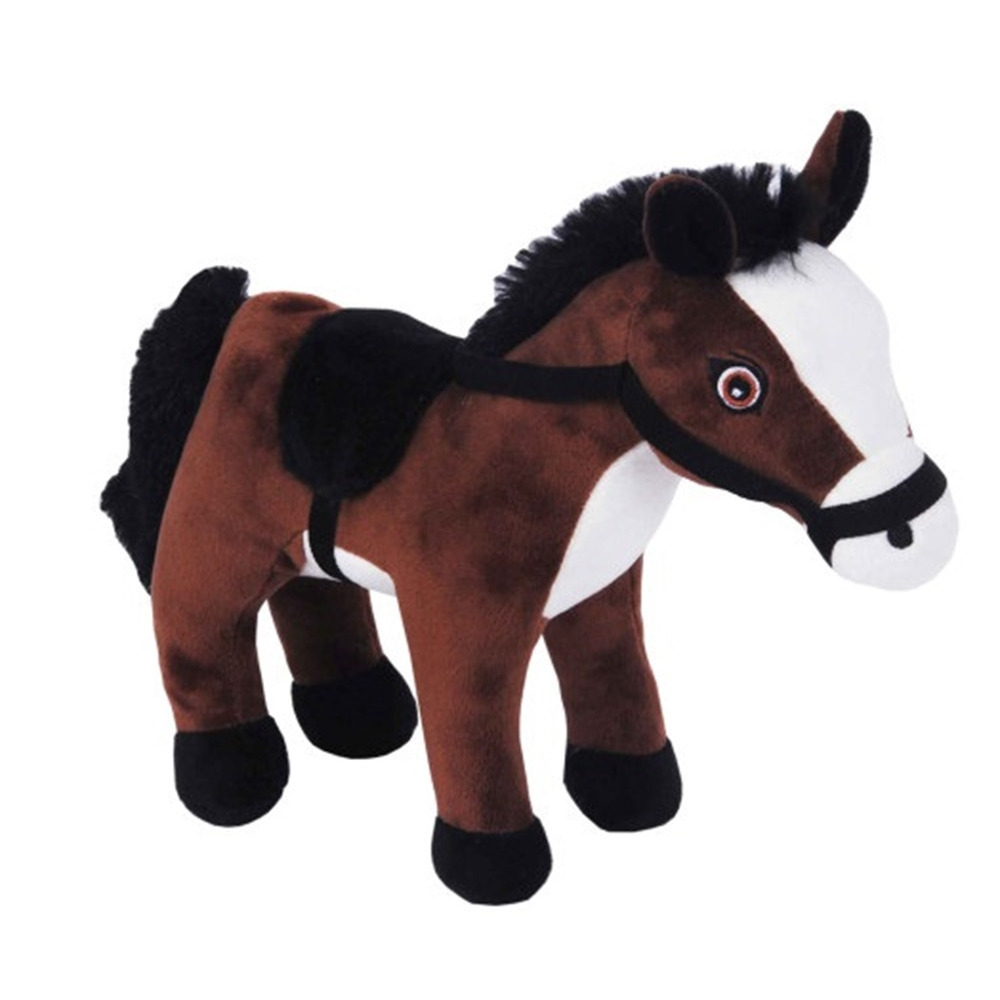Knuffeldier Paard Lola - zachte pluche stof - dieren knuffels - donkerbruin - 23 cm -