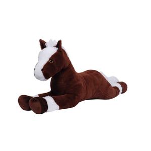 Sandy Knuffeldier Paard Hippos - zachte pluche stof - dieren knuffels - bruin/wit - 90 cm -