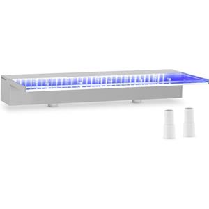 Uniprodo - Schwalldusche Wasserspiel Wasserfall 60 cm mit led Blau / Weiß tiefer Auslauf - Blau, Weiß