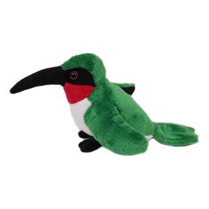 Knuffeldier Kolibri vogel - zachte pluche stof - groen - kwaliteit knuffels - 13 cm -