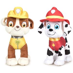 Paw Patrol knuffels set van 2x karakters Rubble en Marshall 27 cm -