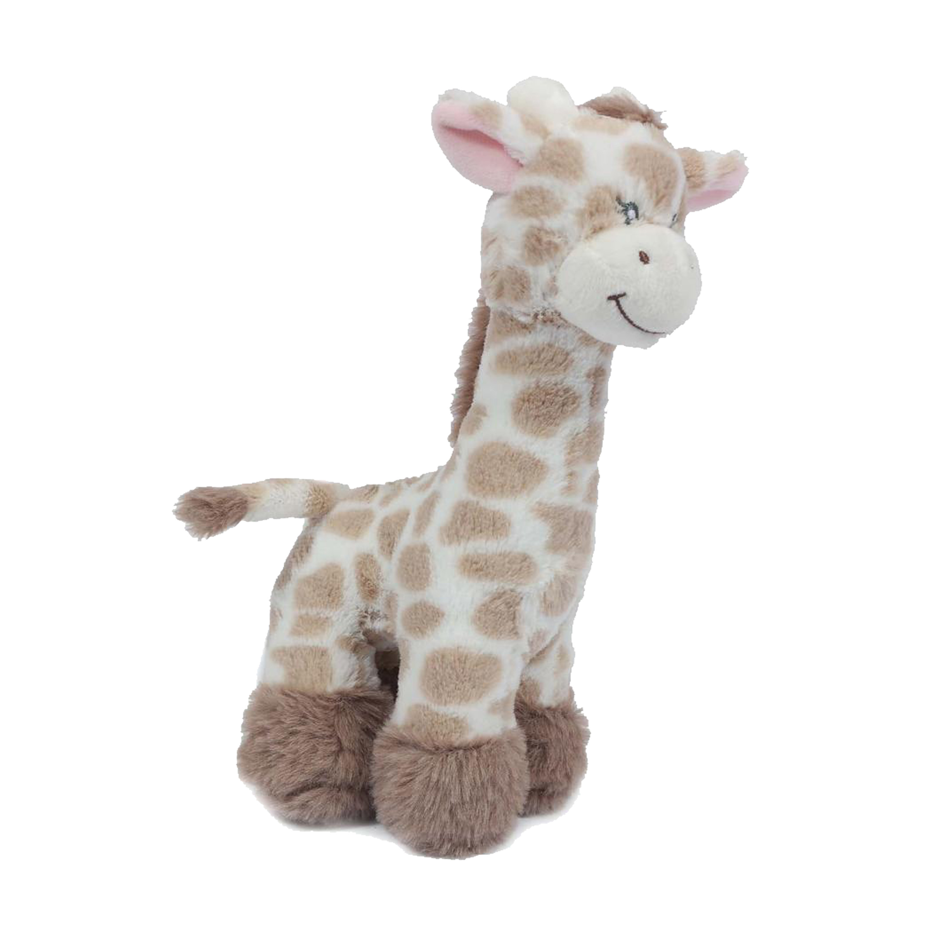 Knuffeldier Giraffe - zachte pluche stof - lichtbruin - kwaliteit knuffels - 28 cm - liggend -