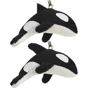 Nature Planet 2x Pluche orka knuffel sleutelhanger 6 cm -