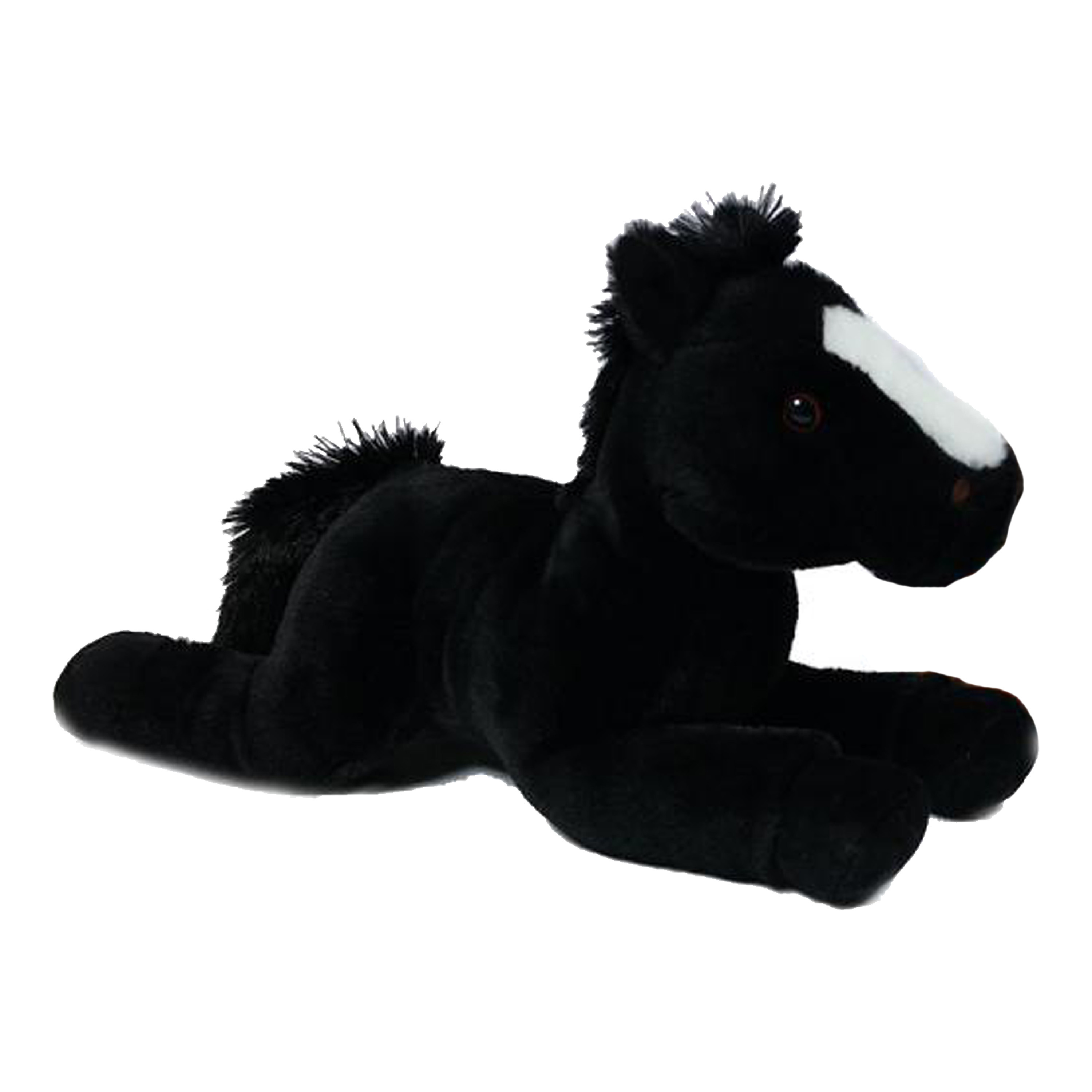 Knuffeldier Paard Winston - zachte pluche stof - premium kwaliteit knuffels - zwart - 35 cm -