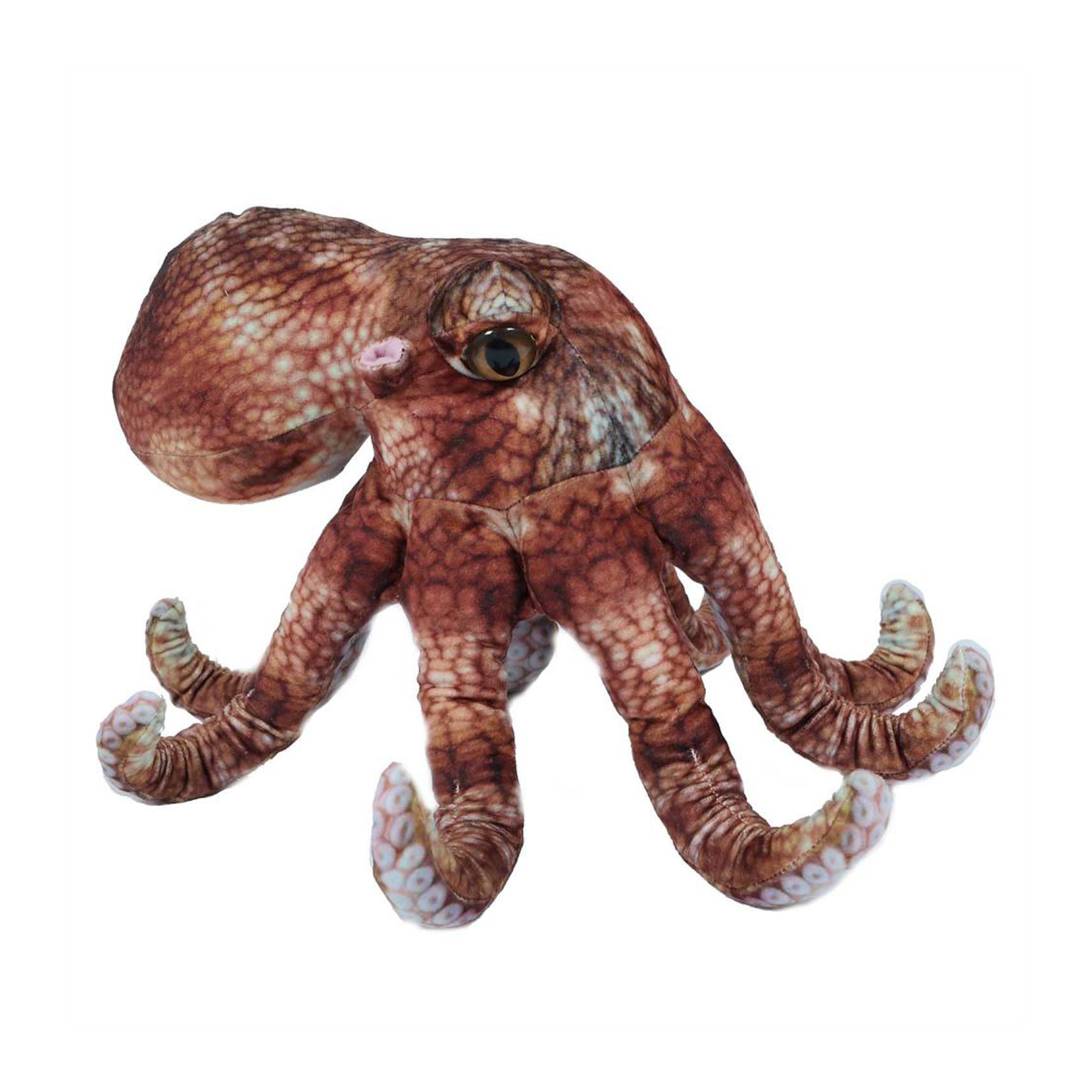 PIA Soft Toys Knuffeldier Inktvis/octopus - zachte pluche stof - premium kwaliteit knuffels - bruin - 30 cm -