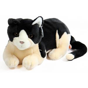 Nature Planet Pluche knuffel kat zwart creme 30 cm -