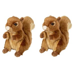 Nature Planet Set van 2x stuks pluche rode Eekhoorns knuffel van 18 cm -