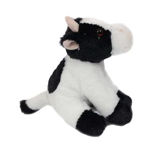 PIA Soft Toys Knuffeldier Koe - zachte pluche stof - premium kwaliteit knuffels - wit/zwart - 12 cm -