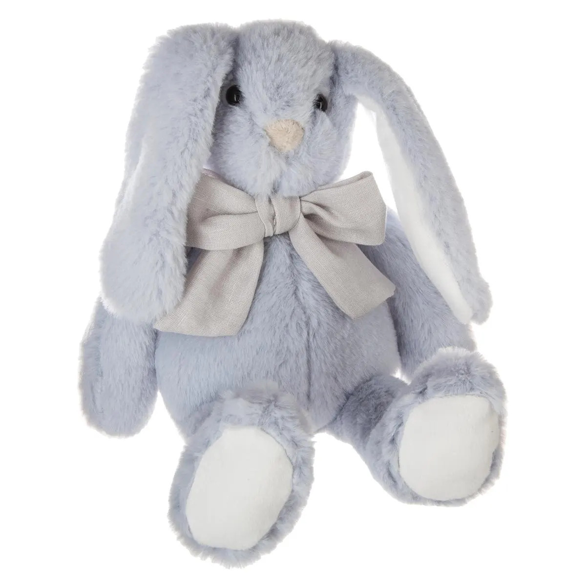 Atmosphera Knuffeldier konijn met strikje - zachte pluche stof - fluffy knuffels - lichtblauw - 30 cm -