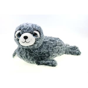 pluche Zeehond knuffeldier - grijs/wit - liggend - 30 cm -