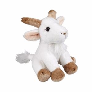 Geitje pluche knuffeldier - boerderij - wit - 15 cm -