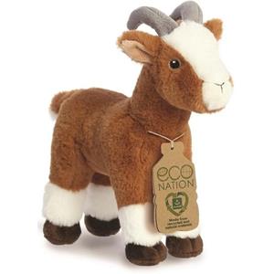 Aurora Miyoni Pluche knuffeldier geit - bruin/wit - 27 cm - Boerderijdieren thema -