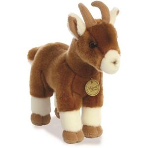 Aurora Miyoni Pluche knuffeldier geit - bruin/wit - 28 cm - boerderij thema -