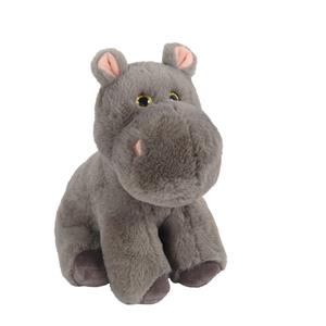 Sandy Knuffeldier Nijlpaard Olly - zachte pluche stof - wilde dieren knuffels - grijs - 24 cm -