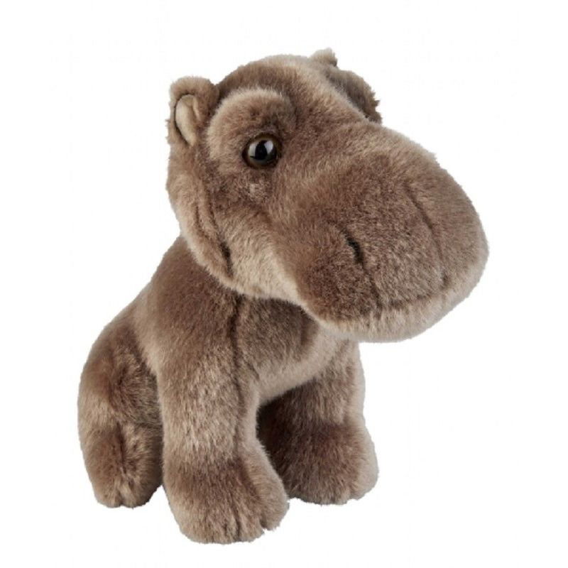 Pluche grijs/bruine nijlpaard knuffel 18 cm speelgoed -