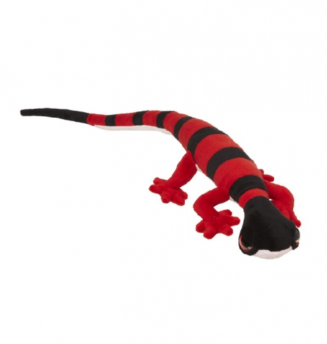 Pluche gekko rood met zwart 62 cm -