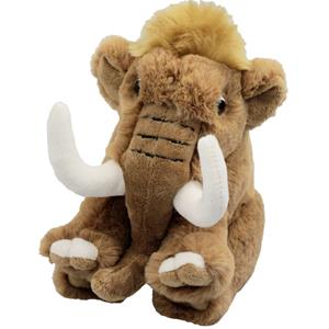 pluche mammoet knuffeldier - bruin - zittend - 18 cm -