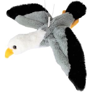 Inware pluche zeemeeuw knuffeldier - grijs/wit/zwart - vliegend - 25 cm -