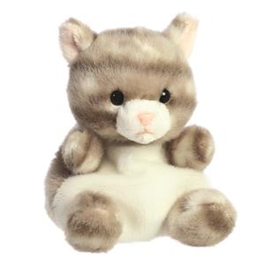 Pluche dieren knuffels grijze kat van 13 cm -