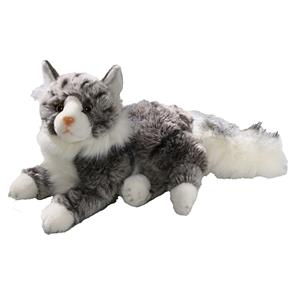 CarlDick Knuffeldier Perzische kat/poes - zachte pluche stof - premium kwaliteit knuffels - grijs/wit - 30 cm -