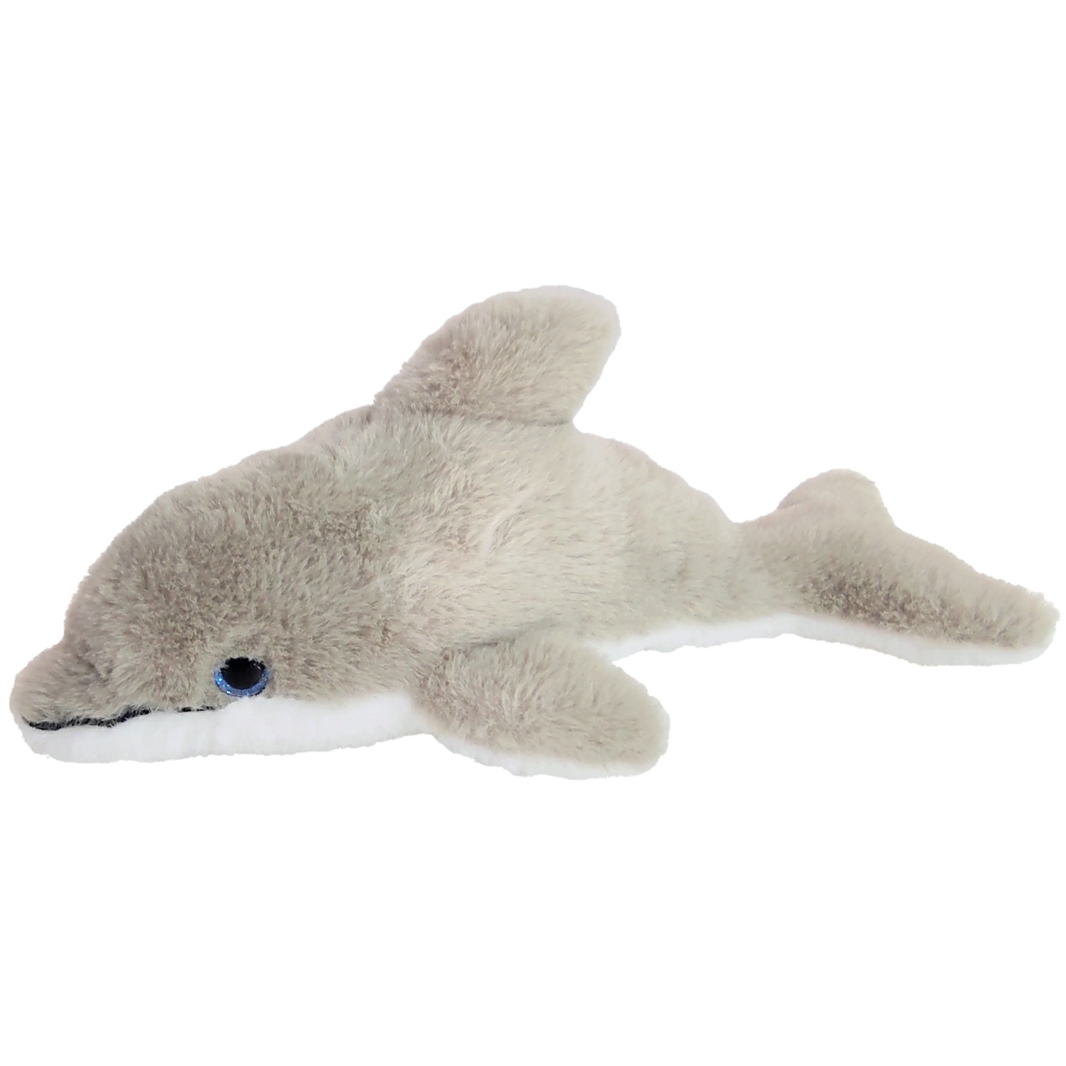 Inware pluche dolfijn knuffeldier - grijs/wit - zwemmend - 26 cm -