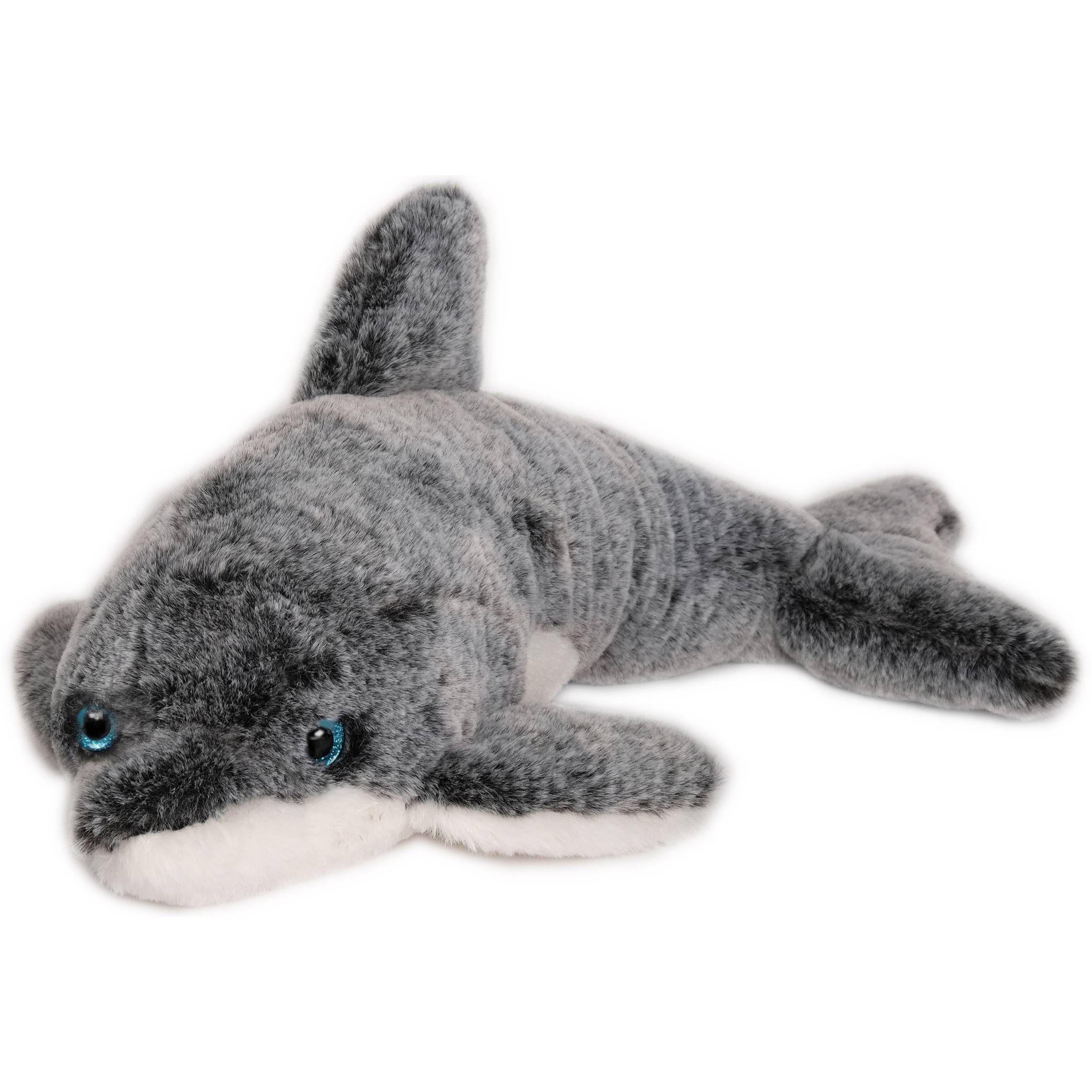 pluche dolfijn knuffeldier - grijs/wit - zwemmend - 43 cm -