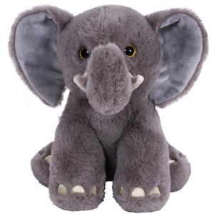 Sandy Knuffeldier Olifant Leo - zachte pluche stof - dieren knuffels - grijs - 23 cm -