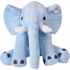 Merkloos Speelgoed Knuffel Olifant van zachte pluche - blauw - 65 cm -