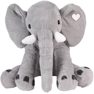 Merkloos Speelgoed Knuffel Olifant van zachte pluche - grijs - 65 cm -