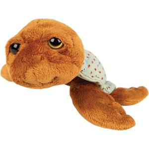 Suki Gifts pluche zeeschildpad Jules knuffeldier - cute eyes - donkerbruin - 14 cm -