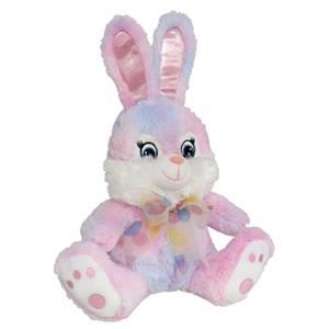 Merkloos Paashaas/haas/konijn knuffel dier - zachte pluche - roze - 20 cm - met strikje -