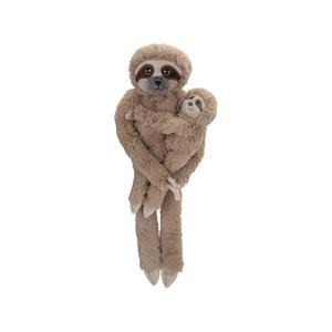 Nature Planet Pluche dieren knuffels hangende Luiaard met baby van cm -