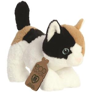 Aurora Pluche knuffeldier kat/poes - bruin/wit - 22 cm - Katten/poezen thema -