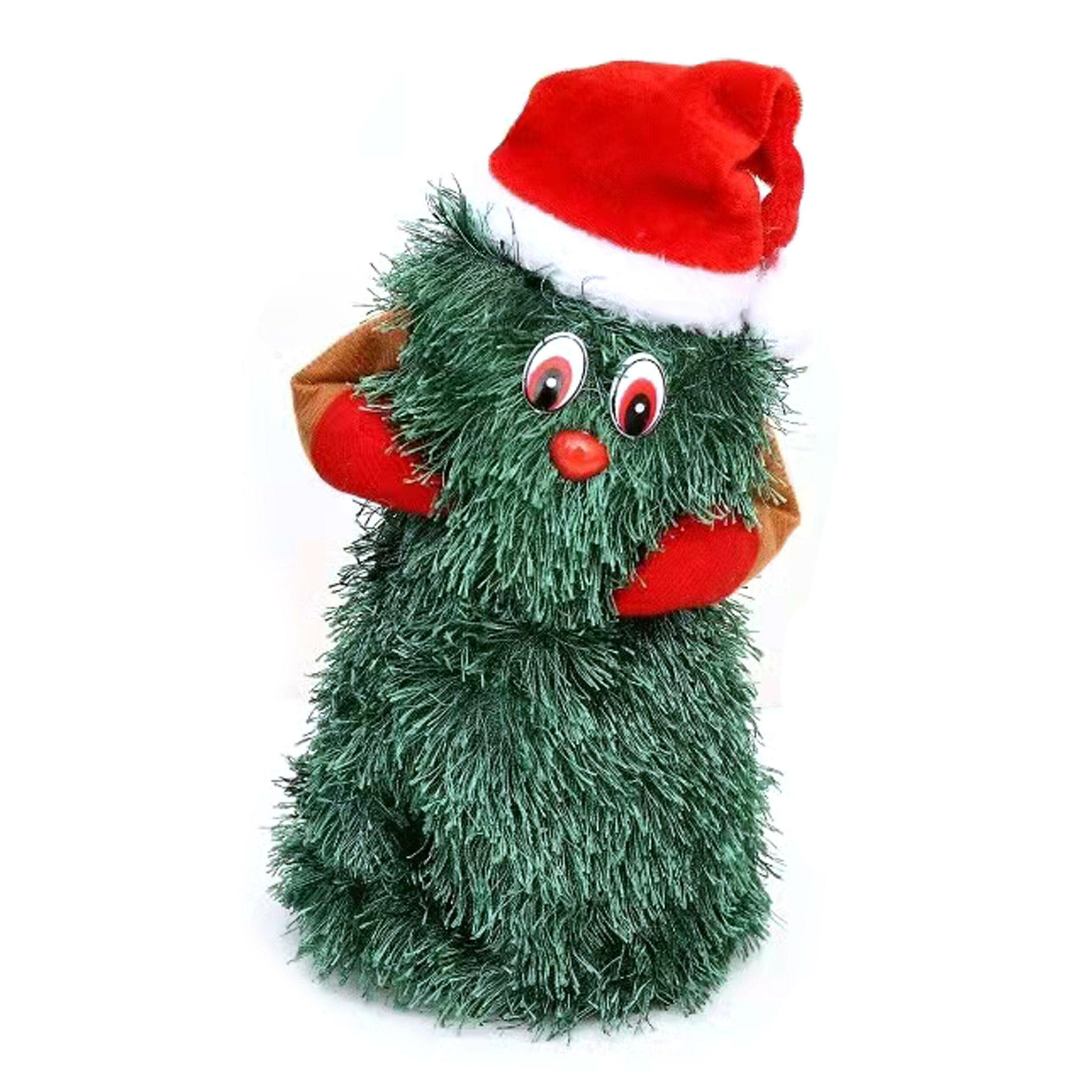 Merkloos Zingende en dansende kerstboom - kerst figuur - groen - H20 cm -