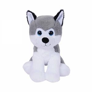 Sandy Knuffeldier Husky hond Billy - zachte pluche stof - dieren knuffels - grijs/wit - 23 cm -