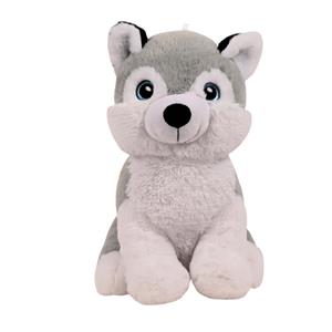 Sandy Knuffeldier Husky hond Billy - zachte pluche stof - dieren knuffels - grijs/wit - 32 cm -