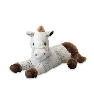 Inware Pluche paard knuffel - liggend - lichtbruin/bruin - polyester - 30 cm -