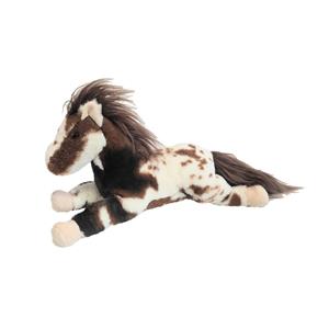 Inware pluche paard knuffeldier - bruin/wit - liggend - cm -