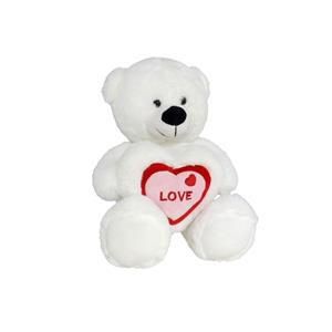 Gerimport Pluche knuffelbeer met wit/rood Love hartje 20 cm -