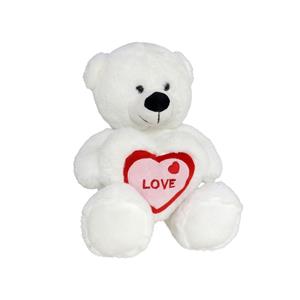 Gerimport Pluche knuffelbeer met wit/rood Love hartje 30 cm -