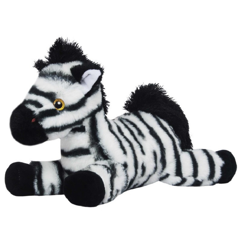Knuffeldier Zebra Zowie - zachte pluche stof - wilde dieren knuffels - wit/zwart - 30 cm -