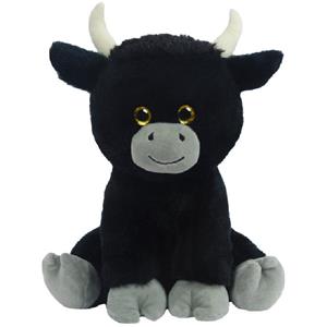 Knuffeldier Stier/koe Herman - zachte pluche stof - dieren knuffels - zwart - 24 cm -
