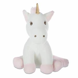 Atmosphera Knuffeldier Eenhoorn/Unicorn Rosy - zachte pluche - fantasy knuffels - wit/roze - 22 cm -