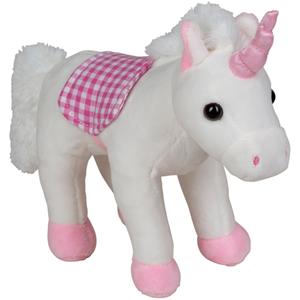 Happy People Witte/roze eenhoorn knuffels 20 cm knuffeldieren -