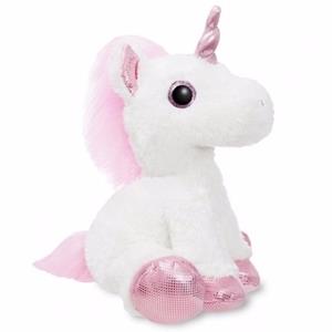 Aurora Eenhoorn knuffel roze/wit 30 cm -