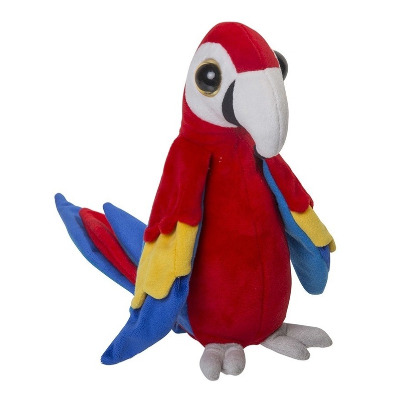 Nature Planet Zachte pluche papegaai knuffel rood 25 cm -