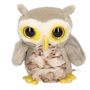 Wild Planet Pluche uil knuffel grijs 16 cm -